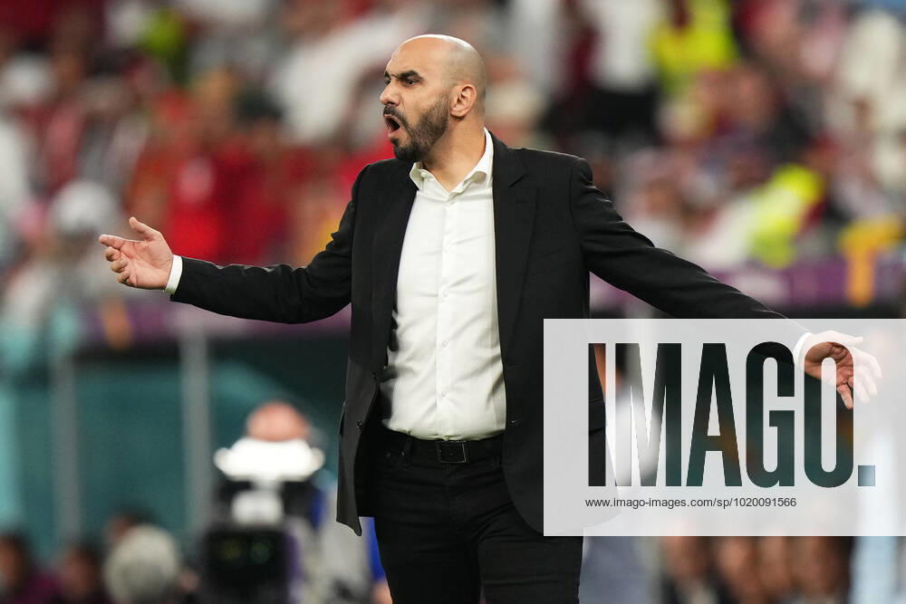 QAT: Morocco v Spain. FIFA World Cup, WM, Weltmeisterschaft, Fussball Qatar 2022 Morocco head coach Walid Regragui during the FIFA World Cup Qatar 2022 match, Round of 16, between Morocco v Spain played at Education City Stadium on Dec 6, 2022 in Doha, Qatar.