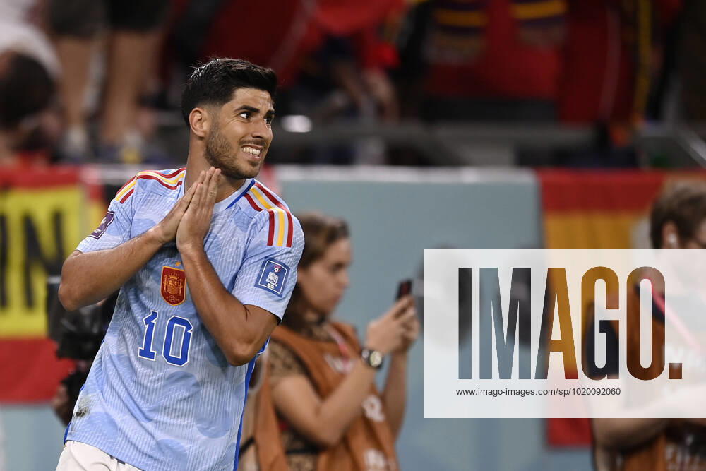 Foto LaPresse - Fabio Ferrari 6 Dicembre 2022 Doha, Qatar - - Calcio - Qatar 2022 - Coppa del Mondo Fifa - Marocco v Spagna - Ottavi di finale - Education City Stadium.Nella foto:Asensio Marco (Spain); December 6, 2022 Doha, Qatar - sport - Soccer - Qatar 2022- FIFA World Cup, WM, Weltmeisterschaft, Fussball -- Round of 16 - Morocco v Spain - Education City Stadium.In the pic:Asensio Marco (Spain);