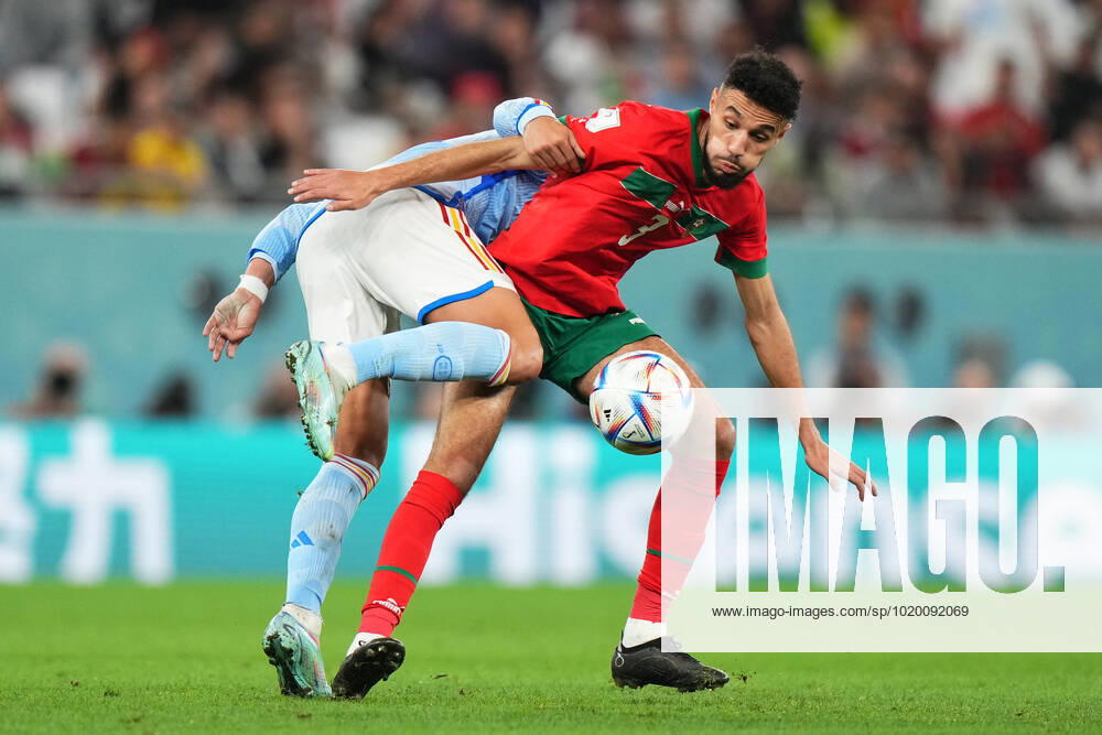 QAT: Morocco v Spain. FIFA World Cup, WM, Weltmeisterschaft, Fussball Qatar 2022 Noussair Mazraoui of Morocco during the FIFA World Cup Qatar 2022 match, Round of 16, between Morocco v Spain played at Education City Stadium on Dec 6, 2022 in Doha, Qatar.