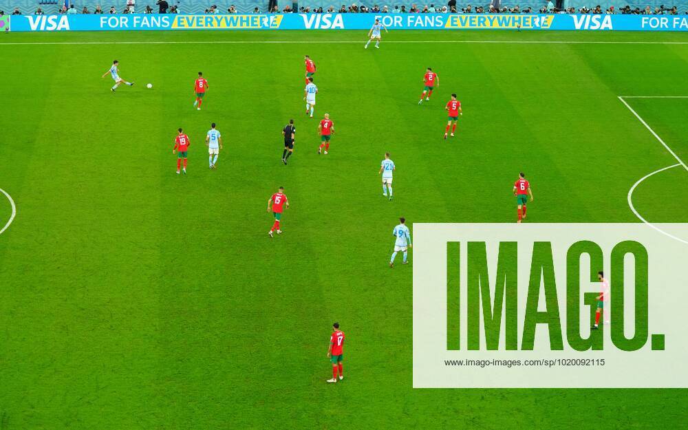 Mandatory Credit: Photo by Javier Garcia Shutterstock (13651659ae) Spain try and find a break through as Morocco players defend in numbers. Morocco v Spain, FIFA World Cup, WM, Weltmeisterschaft, Fussball 2022, Round of 16, Football, Education City Stadium, Doha, Qatar - 06 Dec 2022 Editorial Use Only Morocco v Spain, FIFA World Cup 2022, Round of 16, Football, Education City Stadium, Doha, Qatar - 06 Dec 2022 Editorial Use Only