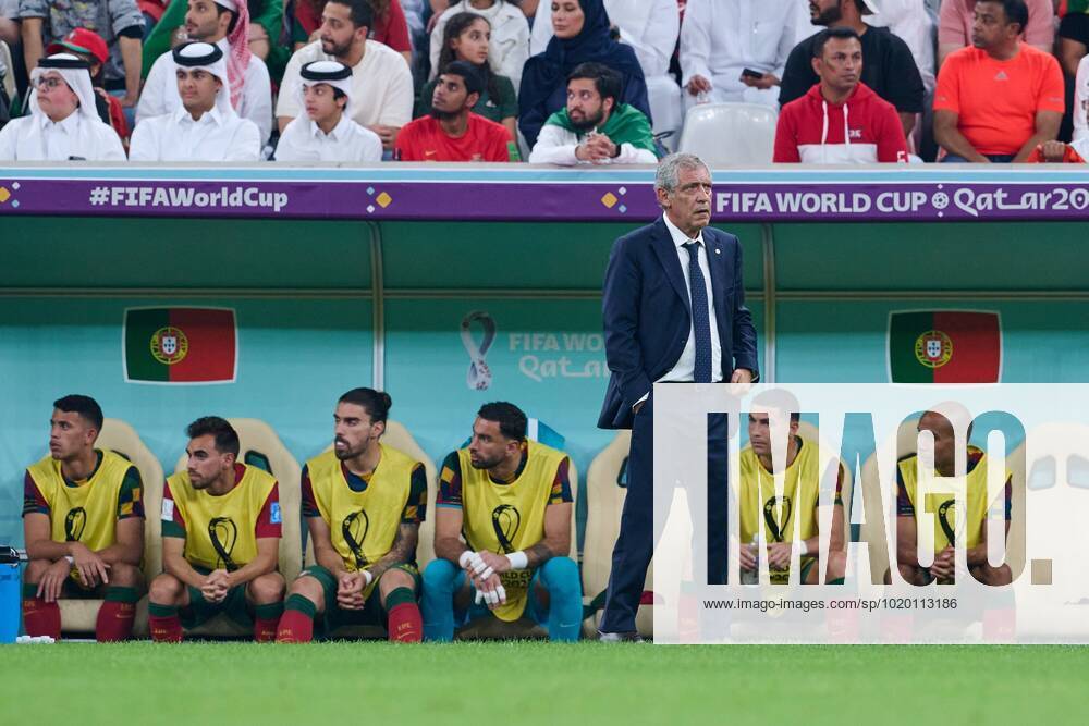 FIFA World Cup, WM, Weltmeisterschaft, Fussball Qatar 2022 Portugal vs Switzerland OF Fernando Santos head coach and Cristiano Ronaldo of Portugal during the game Portugal vs Switzerland, corresponding to the round of 16 of the FIFA World Cup Qatar 2022, at Lusail Stadium, Lusail, Doha, on December 06, 2022. <br><br> Fernando Santos Director Tecnico y Cristiano Ronaldo de Portugal durante el partido Portugal vs Suiza, correspondiente a los octavos de final de la Copa Mundial de la FIFA Catar 2022, en el Estadio Lusail, Lusail, Doha, el 06 de Diciembre de 2022 LUSAIL DOHA QATAR