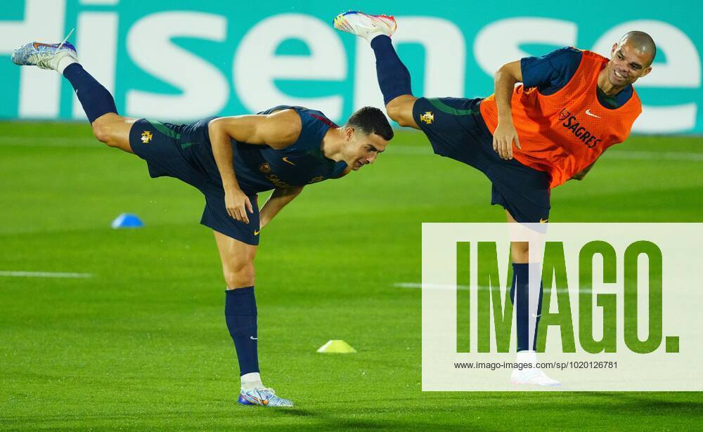 Mandatory Credit: Photo by Javier Garcia Shutterstock (13655708p) Cristiano Ronaldo during training alongside Pepe of Portugal Portugal Training, FIFA World Cup, WM, Weltmeisterschaft, Fussball 2022, Football, Al Shahaniya SC Training Site, Al Shahaniya, Qatar - 08 Dec 2022 Editorial Use Only Portugal Training, FIFA World Cup 2022, Football, Al Shahaniya SC Training Site, Al Shahaniya, Qatar - 08 Dec 2022 Editorial Use Only