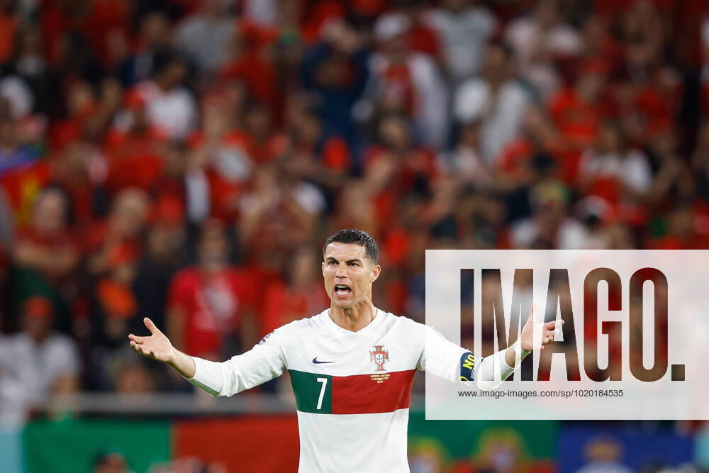 Morocco vs portugal DOHA, CA - 10.12.2022: MOROCCO VS PORTUGAL - CRISTIANO RONALDO of Portugal during the match between Morocco and Portugal, valid for the quarterfinals of the World Cup, held at the Al Thumama Stadium in Doha, Qatar. (Photo: Rodolfo Buhrer La Imagem Fotoarena) x2308617x RodolfoxBuhrer