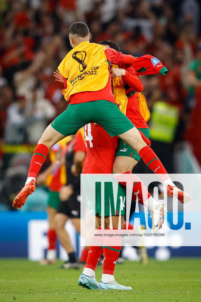 Morocco vs portugal DOHA, CA - 10.12.2022: MOROCCO VS PORTUGAL - ABOUKHLAL Zakaria of Morocco celebrates the ranking during the match between Morocco and Portugal, valid for the quarterfinals of the World Cup, held at the Al Thumama Stadium in Doha, Qatar. (Photo: Rodolfo Buhrer La Imagem Fotoarena) x2308656x RodolfoxBuhrer