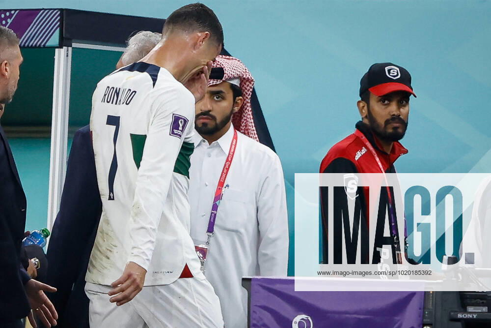 Morocco vs portugal DOHA, CA - 10.12.2022: MOROCCO VS PORTUGAL - CRISTIANO RONALDO of Portugal leaves the field crying after the match between Morocco and Portugal, valid for the quarterfinals of the World Cup, held at the Al Thumama Stadium in Doha, Qatar. (Photo: Rodolfo Buhrer La Imagem Fotoarena) x2308657x RodolfoxBuhrer
