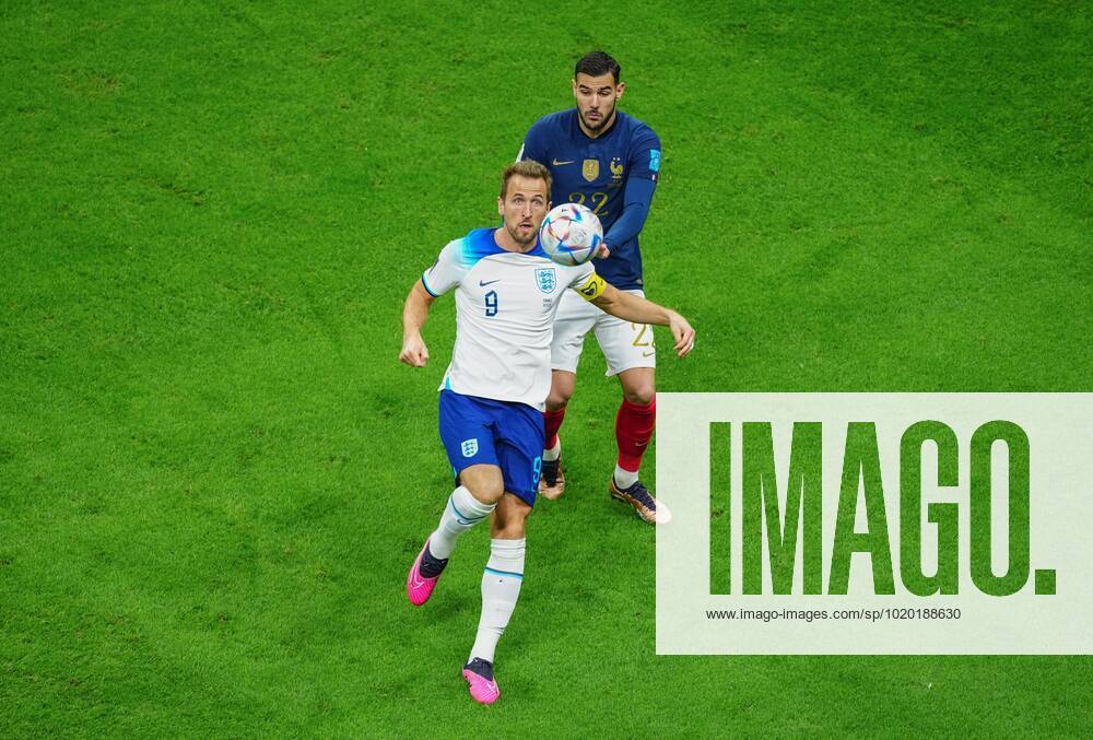 Mandatory Credit: Photo by Javier Garcia Shutterstock (13655768ag) Harry Kane of England in action under pressure from Theo Hernandez of France England v France, FIFA World Cup, WM, Weltmeisterschaft, Fussball 2022, Quarter Final, Football, Al Bayt Stadium, Al Khor, Qatar - 10 Dec 2022 Editorial Use Only England v France, FIFA World Cup 2022, Quarter Final, Football, Al Bayt Stadium, Al Khor, Qatar - 10 Dec 2022 Editorial Use Only