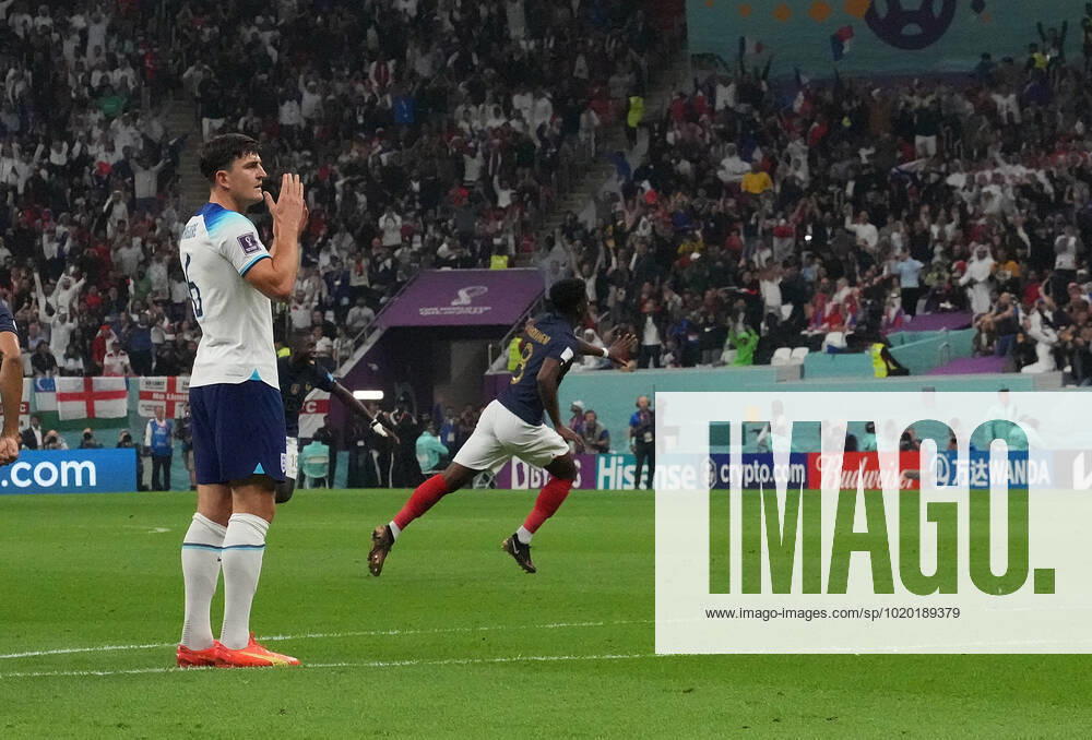 QAT, World Cup FIFA 2022, Quarterfinal, England vs France 10 12 2022, Al Bayt Stadium, Doha, QAT, World Cup FIFA 2022, Quarterfinal, England vs France, pictured France s midfielder Aurelien Tchouameni is happy about the goal to 0 1 nordphotoxGmbHx xBratic nph00250