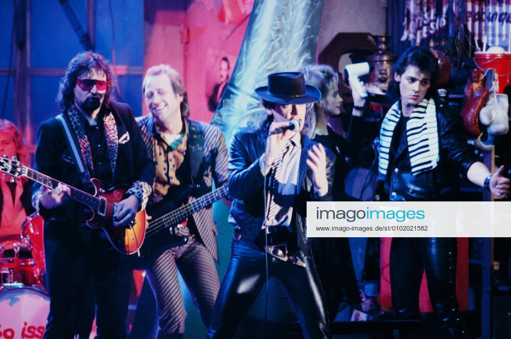 Udo Lindenberg television appearance The German singer Udo Lindenberg with band at an appearance in a German television show Probably in the 80s, Germany