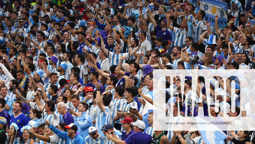 Doha, Qatar, 13th December 2022. Argentina fans during the FIFA World Cup, WM, Weltmeisterschaft, Fussball 2022 match at Lusail Stadium, Doha. Picture credit should read: David Klein Sportimage . SPI-2097-0017