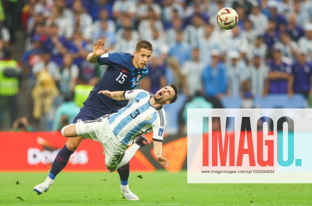 Mandatory Credit: Photo by Kieran McManus Shutterstock (13661829t) Mario Pasalic of Croatia fouls Nicolas Tagliafico of Argentina Argentina v Croatia, FIFA World Cup, WM, Weltmeisterschaft, Fussball 2022, Semi Final, Football, Lusail Stadium, Al Daayen, Qatar - 13 Dec 2022 Editorial Use Only Argentina v Croatia, FIFA World Cup 2022, Semi Final, Football, Lusail Stadium, Al Daayen, Qatar - 13 Dec 2022 Editorial Use Only