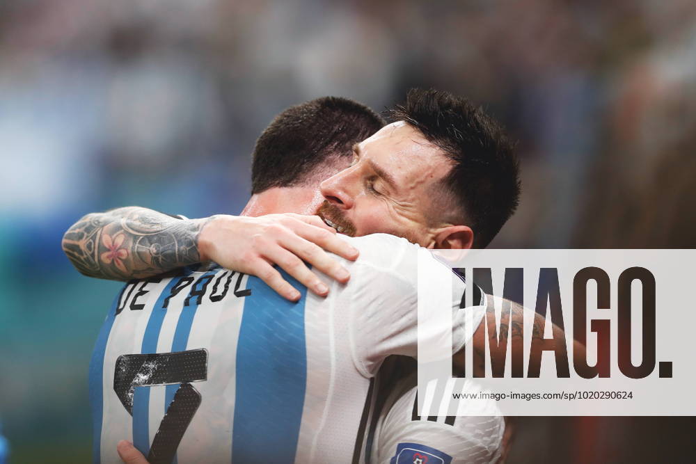 (L-R) Rodrigo De Paul, Lionel Messi (ARG), DECEMBER 13, 2022 - Football Soccer : De Paul and Messi celebrate after Julian Alvarez s goal during FIFA World Cup, WM, Weltmeisterschaft, Fussball Qatar 2022 Semi-final match between Argentina 3-0 Croatia at the Lusail Stadium in Al Daayen, Qatar. Noxthirdxpartyxsales (206267002)