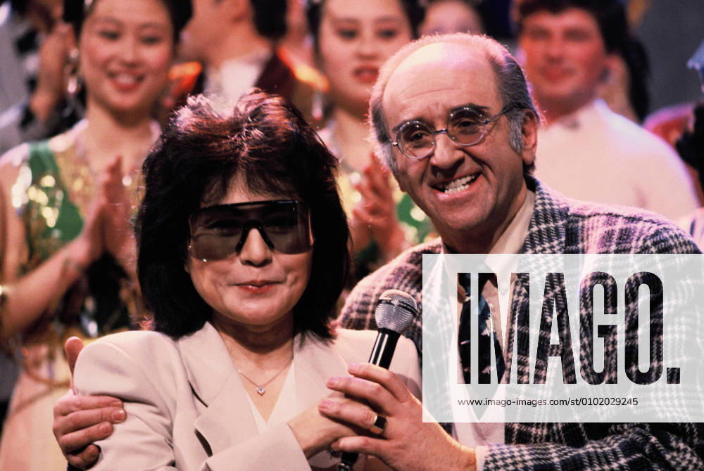 Mensch Meier TV broadcast from 27 02 1986 The Japanese American artist, filmmaker, experimental composer and singer Yoko Ono in the German TV broadcast Mensch Meier , Cologne North Rhine-Westphalia Germany