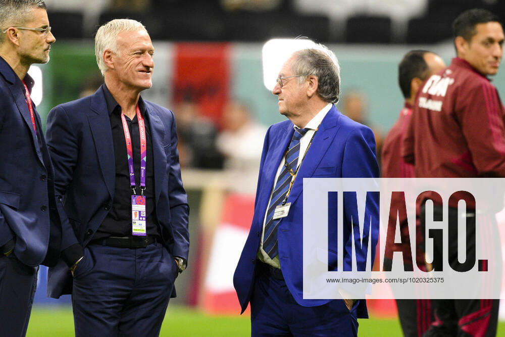Didier Deschamps entraineur Selectionneur et Noel Le Graet - president FFF FOOTBALL : France vs Maroc - 1 2 finale - coupe du Monde Qatar 2022 - 14 12 2022 JBAutissier Panoramic