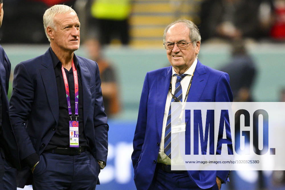 Didier Deschamps entraineur Selectionneur et Noel Le Graet - president FFF FOOTBALL : France vs Maroc - 1 2 finale - coupe du Monde Qatar 2022 - 14 12 2022 JBAutissier Panoramic