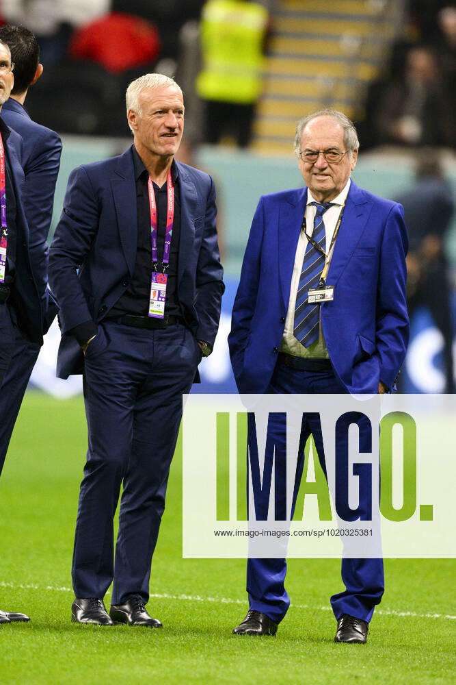 Didier Deschamps entraineur Selectionneur et Noel Le Graet - president FFF FOOTBALL : France vs Maroc - 1 2 finale - coupe du Monde Qatar 2022 - 14 12 2022 JBAutissier Panoramic