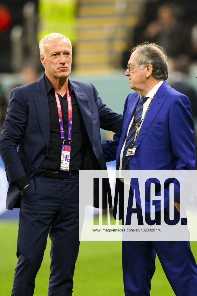 Didier Deschamps entraineur Selectionneur et Noel Le Graet - president FFF FOOTBALL : France vs Maroc - 1 2 finale - coupe du Monde Qatar 2022 - 14 12 2022 JBAutissier Panoramic
