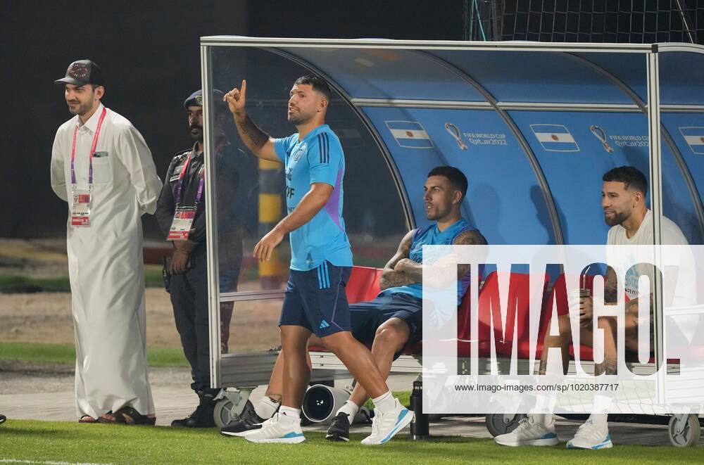 Mandatory Credit: Photo by Dave Shopland Shutterstock (13667310m) Argentinian Sergio Aguero watches squad players training Argentina Training, FIFA World Cup, WM, Weltmeisterschaft, Fussball 2022, Football, Qatar University Training Site, Doha, Qatar - 15 Dec 2022 Editorial Use Only Argentina Training, FIFA World Cup 2022, Football, Qatar University Training Site, Doha, Qatar - 15 Dec 2022 Editorial Use Only