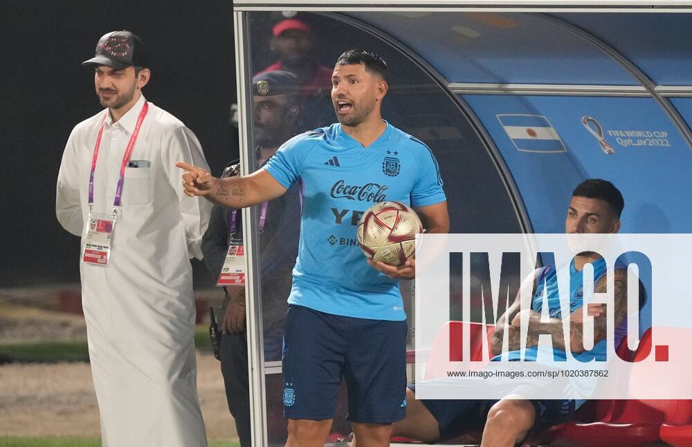Mandatory Credit: Photo by Dave Shopland Shutterstock (13667310u) Argentinian Sergio Aguero watches squad players training Argentina Training, FIFA World Cup, WM, Weltmeisterschaft, Fussball 2022, Football, Qatar University Training Site, Doha, Qatar - 15 Dec 2022 Editorial Use Only Argentina Training, FIFA World Cup 2022, Football, Qatar University Training Site, Doha, Qatar - 15 Dec 2022 Editorial Use Only