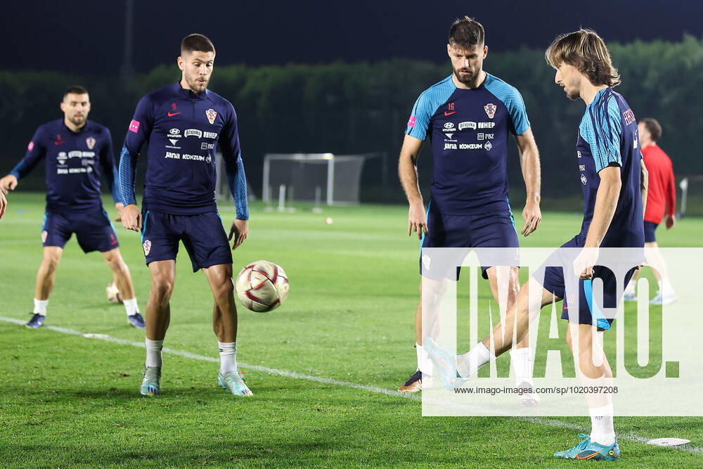 Training of the Croatian national football team Luka Modric, Andrej Kramaric and Bruno Perkovic during the training of the Croatian national football team at Al Ersal 3 camp in Doha, Qatar on December 15, 2022. GoranxStanzl PIXSELL