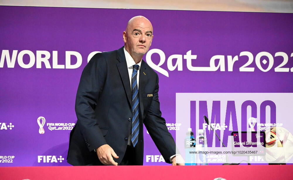 Football, men, 2022 23 season, Qatar World Cup, Doha, press conference at the media center at Qatar National Convention Centre QNCC , FIFA President Gianni Infantino, 16 12 2022,