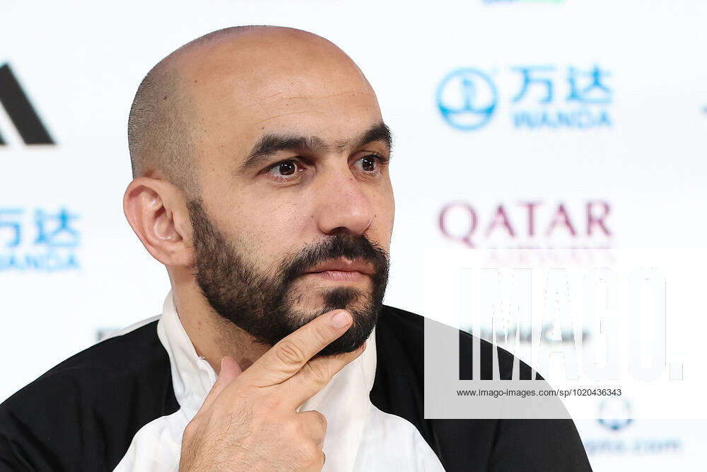 QATAR 2022 - Morocco press conference, PK, Pressekonferenz Head coach of the Morocco national team, Nationalteam Walid Regragui during Media conference of the Moroccan national football team on the eve of the match for third place between Croatia and Morocco at the World Cup in Qatar, at Qatar National Convention Centre, QNCC, Doha, Qatar, on December 16, 2022, GoranxStanzl PIXSELL