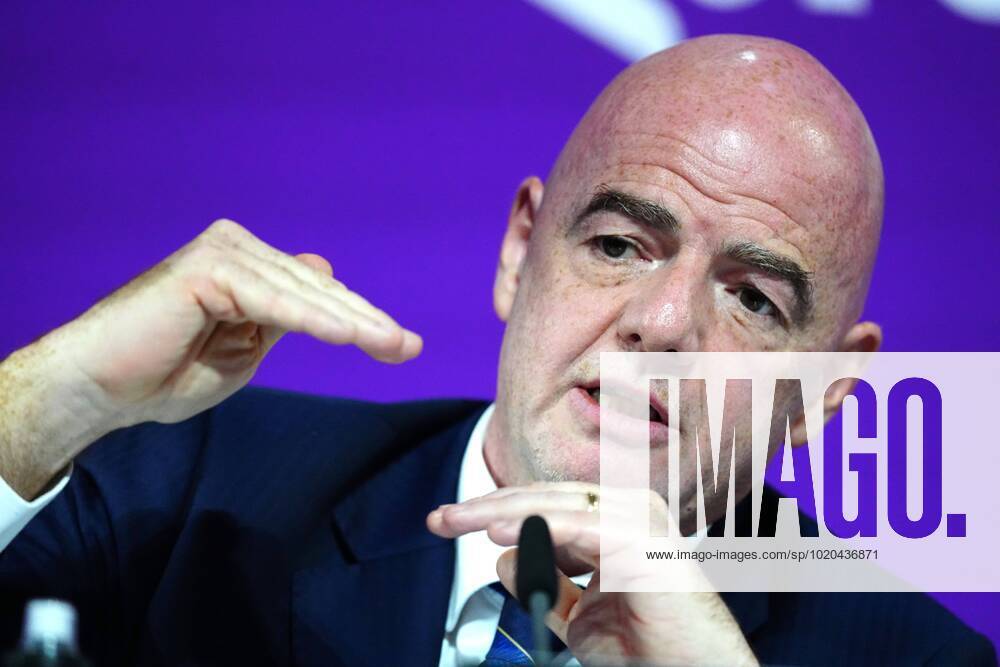 Mandatory Credit: Photo by Javier Garcia Shutterstock (13670212bx) FIFA President Gianni Infantino speaks during the press conference, PK, Pressekonferenz FIFA Press Conference, FIFA World Cup, WM, Weltmeisterschaft, Fussball 2022, Football, Qatar National Convention Centre, Doha, Qatar - 16 Dec 2022 Editorial Use Only FIFA Press Conference, FIFA World Cup 2022, Football, Qatar National Convention Centre, Doha, Qatar - 16 Dec 2022 Editorial Use Only