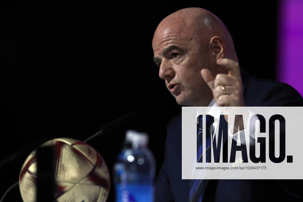 FIFA s President, Swiss Gianni Infantino, addresses a press conference, PK, Pressekonferenz in Doha, Qatar, 16 December 2022. Infantino said that FIFA s World Cup Qatar 2022 has been a great success . The final between Argentina and France is to be played on 18 December, and the match for the third and fourth place between Croatia and Morocco, on 17 December. Gianni Infantino s press conference !ACHTUNG: NUR REDAKTIONELLE NUTZUNG!