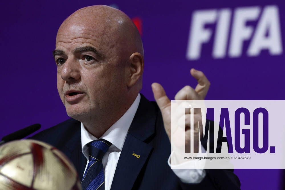 FIFA s President, Swiss Gianni Infantino, addresses a press conference, PK, Pressekonferenz in Doha, Qatar, 16 December 2022. Infantino said that FIFA s World Cup Qatar 2022 has been a great success . The final between Argentina and France is to be played on 18 December, and the match for the third and fourth place between Croatia and Morocco, on 17 December. Gianni Infantino s press conference !ACHTUNG: NUR REDAKTIONELLE NUTZUNG!