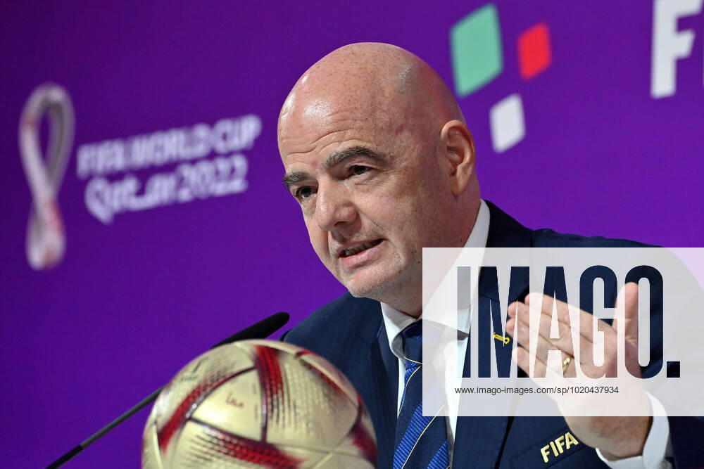 FIFA President Gianni INFANTINO, gesture, single image, cropped single image, portrait, portrait FIFA Press Conference on 16 22 2022 Closing Ceremony, Football World Cup 20122 in Qatar from 20 11 18 12 2022