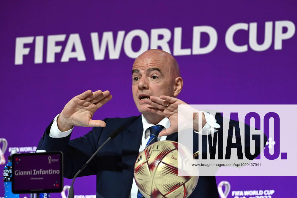 FIFA President Gianni INFANTINO, gesture, single image, cropped single image, portrait, portrait FIFA Press Conference on 16 22 2022 Closing Ceremony, Football World Cup 20122 in Qatar from 20 11 18 12 2022