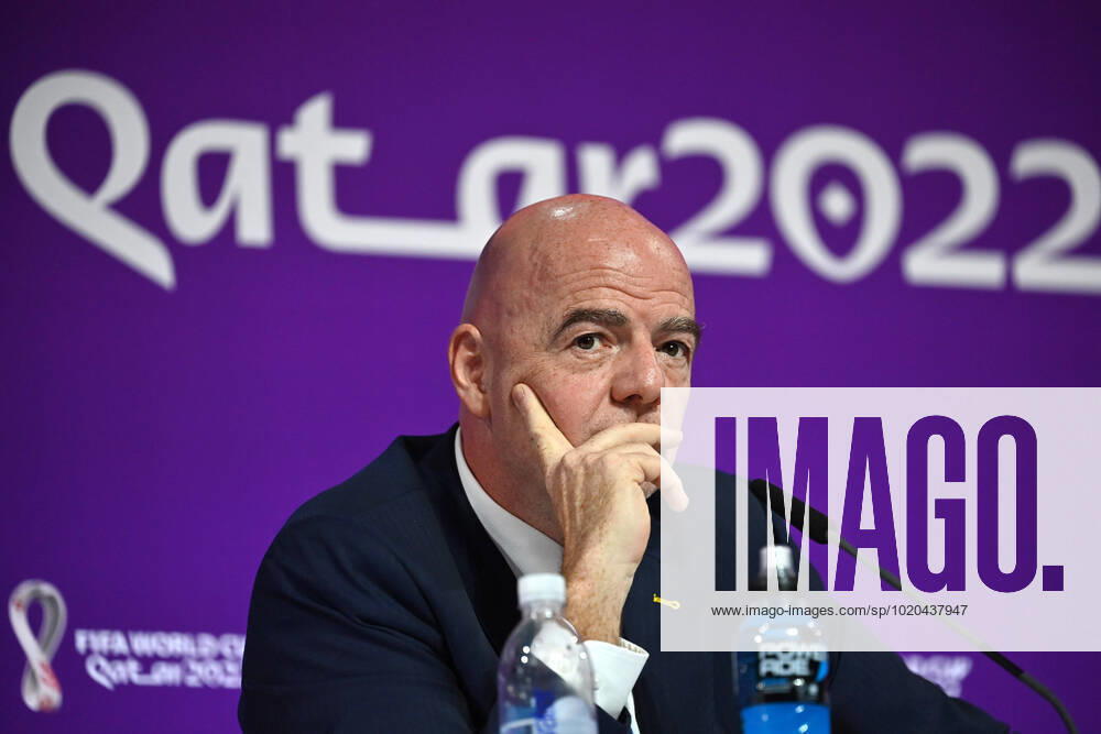 FIFA President Gianni INFANTINO, gesture,skeptical,serious, single image,cropped single subject,portrait,portrait FIFA Press Conference on 16 22 2022 Closing Ceremony, Football World Cup 20122 in Qatar from 20 11 18 12 2022