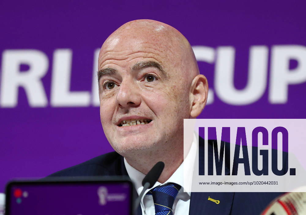 Doha, Qatar, December 16th. FIFA President Gianni Infantino speaks to media during the press conference, PK, Pressekonferenz ahead of the Final matches of FIFA World Cup, WM, Weltmeisterschaft, Fussball Qatar 2022 at the Main Media Center. Picture date: 16th December 2022. Picture credit should read: David Klein Sportimage . SPI-2102-0031