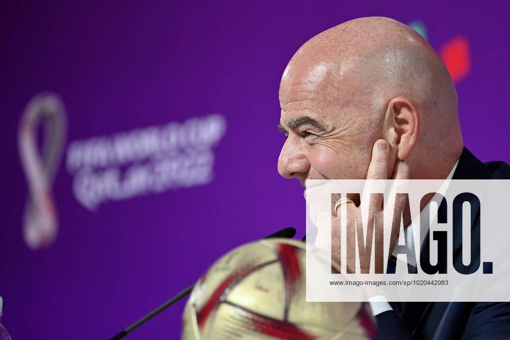 FIFA President Gianni INFANTINO, gesture,lateral,profile, single image,cropped single subject,portrait,portrait FIFA Press Conference on 16 22 2022 Closing Press Conference Football World Cup 20122 in Qatar from 20 11 18 12 2022