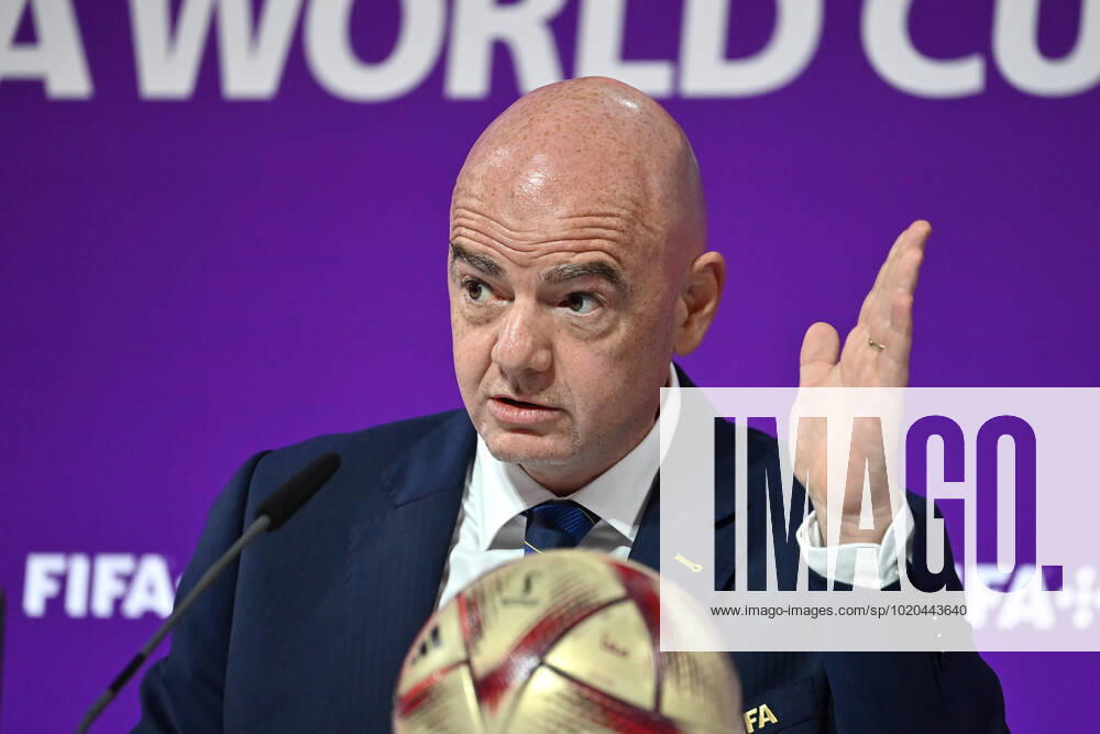 FIFA President Gianni INFANTINO, skeptical,gesture,single image,cropped single subject,portrait,portrait FIFA Press Conference on 16 22 2022 Closing Press Conference Football World Cup 20122 in Qatar from 20 11 18 12 2022