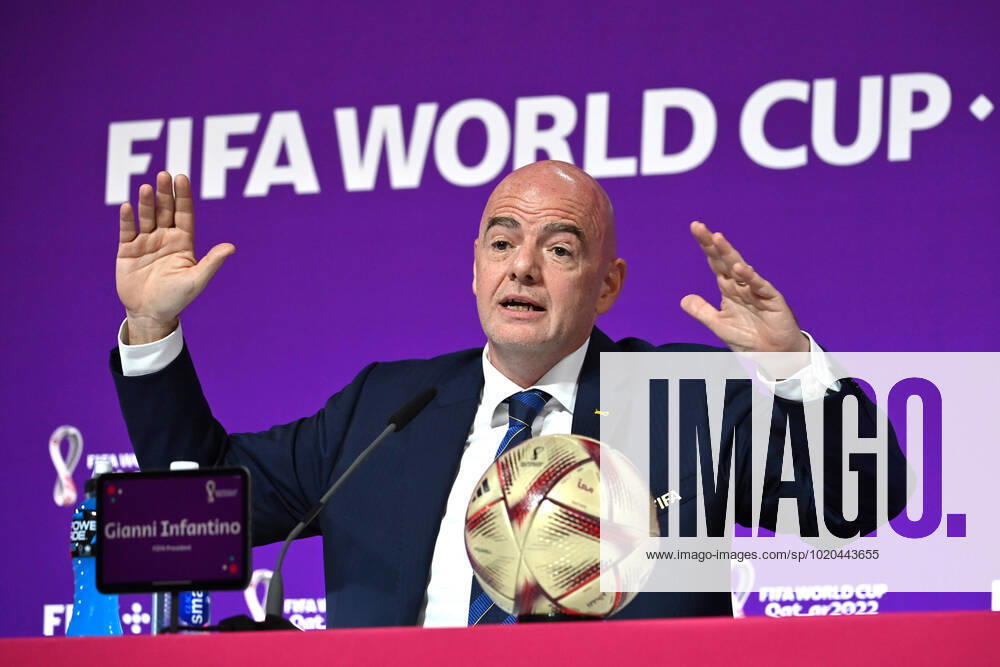 FIFA President Gianni INFANTINO, gesture, single image,cropped single image,portrait,portrait FIFA Press Conference on 16 22 2022 Closing Press Conference Football World Cup 20122 in Qatar from 20 11 18 12 2022