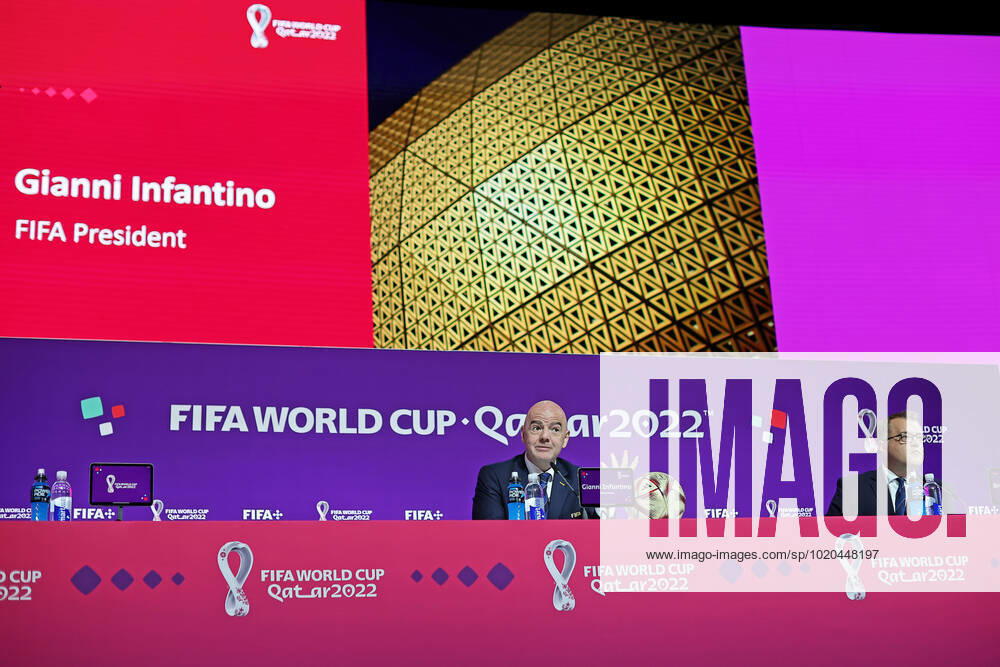 2022 FIFA World Cup, WM, Weltmeisterschaft, Fussball press conference, PK, Pressekonferenz before Final Games Dec 16th. Gianni Infantino, President of FIFA speaking to the press ActionPlus12458492 HeulerxAndrey