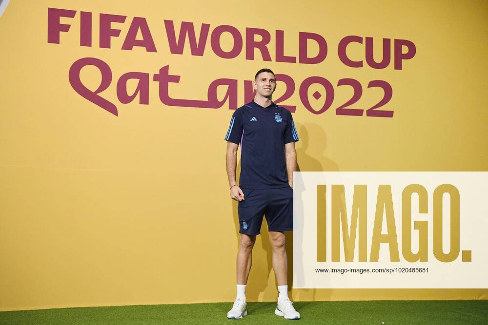 Football World Cup in Qatar Argentina goalkeeper Emiliano Martinez attends a press conference, PK, Pressekonferenz in the suburbs of Doha on Dec. 17, 2022, on the eve of the World Cup football final against France. A14AA0001376568P