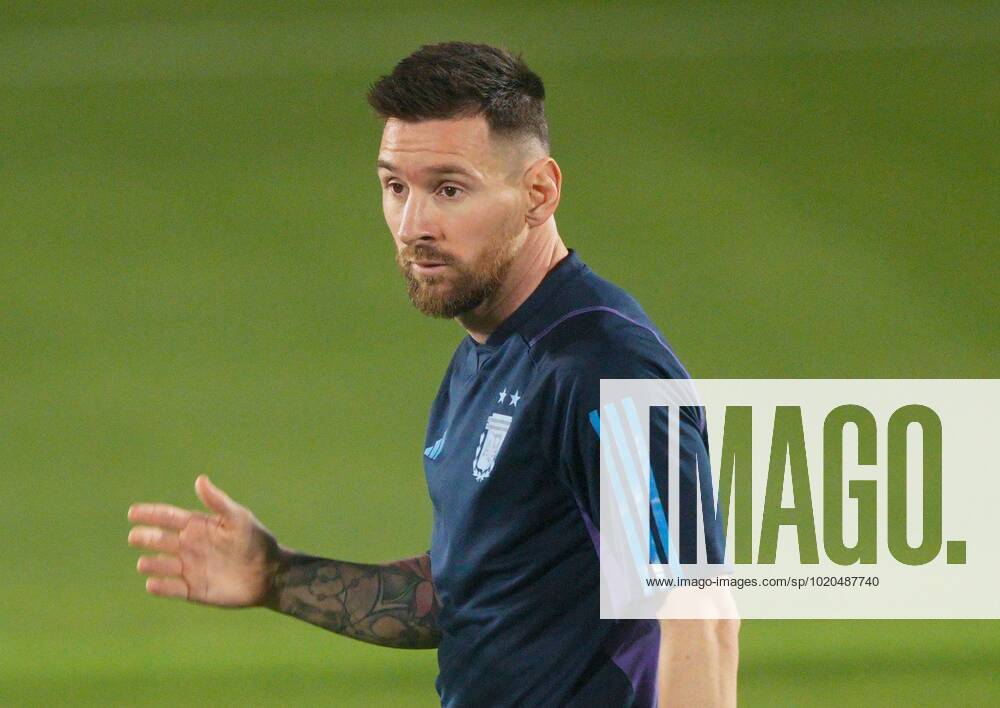 Mandatory Credit: Photo by Dave Shopland Shutterstock (13670844b) Lionel Messi of Argentina Argentina Training, FIFA World Cup, WM, Weltmeisterschaft, Fussball 2022, Football, Qatar University Training Site, Doha, Qatar - 17 Dec 2022 Editorial Use Only Argentina Training, FIFA World Cup 2022, Football, Qatar University Training Site, Doha, Qatar - 17 Dec 2022 Editorial Use Only