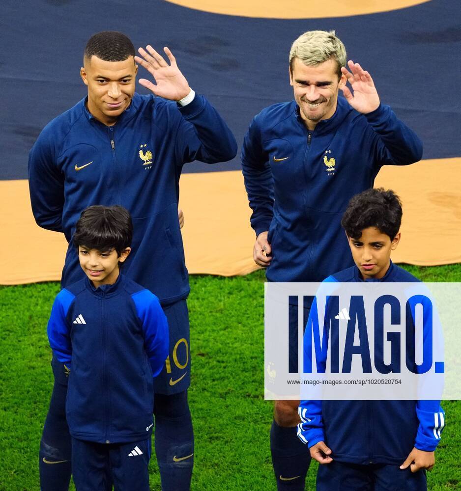 Mandatory Credit: Photo by Javier Garcia Shutterstock (13670815ar) Kylian Mbappe of France and Antoine Griezmann of France ahead of kick-off Argentina v France, FIFA World Cup, WM, Weltmeisterschaft, Fussball 2022, Final, Football, Lusail Stadium, Al Daayen, Qatar - 18 Dec 2022 Editorial Use Only Argentina v France, FIFA World Cup 2022, Final, Football, Lusail Stadium, Al Daayen, Qatar - 18 Dec 2022 Editorial Use Only