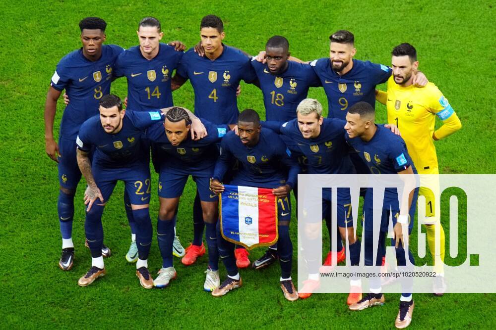 Mandatory Credit: Photo by Javier Garcia Shutterstock (13670815aw) France team line up, Mannschaftsbild, Totale Argentina v France, FIFA World Cup, WM, Weltmeisterschaft, Fussball 2022, Final, Football, Lusail Stadium, Al Daayen, Qatar - 18 Dec 2022 Editorial Use Only Argentina v France, FIFA World Cup 2022, Final, Football, Lusail Stadium, Al Daayen, Qatar - 18 Dec 2022 Editorial Use Only