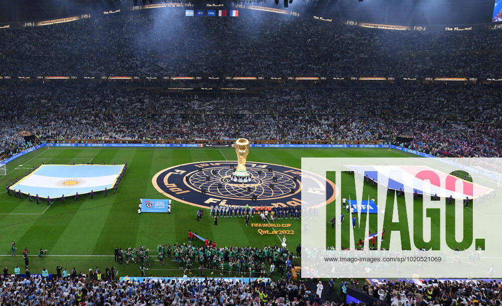 FOOTBALL World Cup 2022 Final Argentina France 18 12 2022 The team line up to sing the anthems