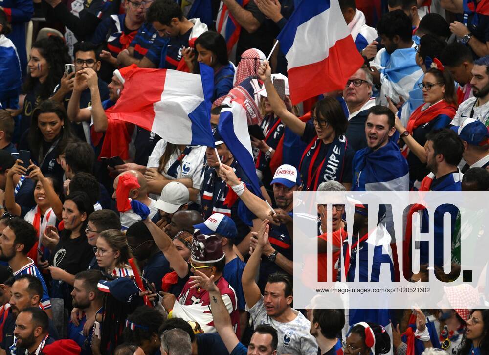 Qatar Soccer World Cup Argentina - France 8342154 18.12.2022 France s fan? are seen on the stands before the Qatar 2022 World Cup final match between Argentina and France at the Lusail Iconic Stadium, in Lusail, Qatar. Grigory Sysoev Sputnik Lusail Qatar