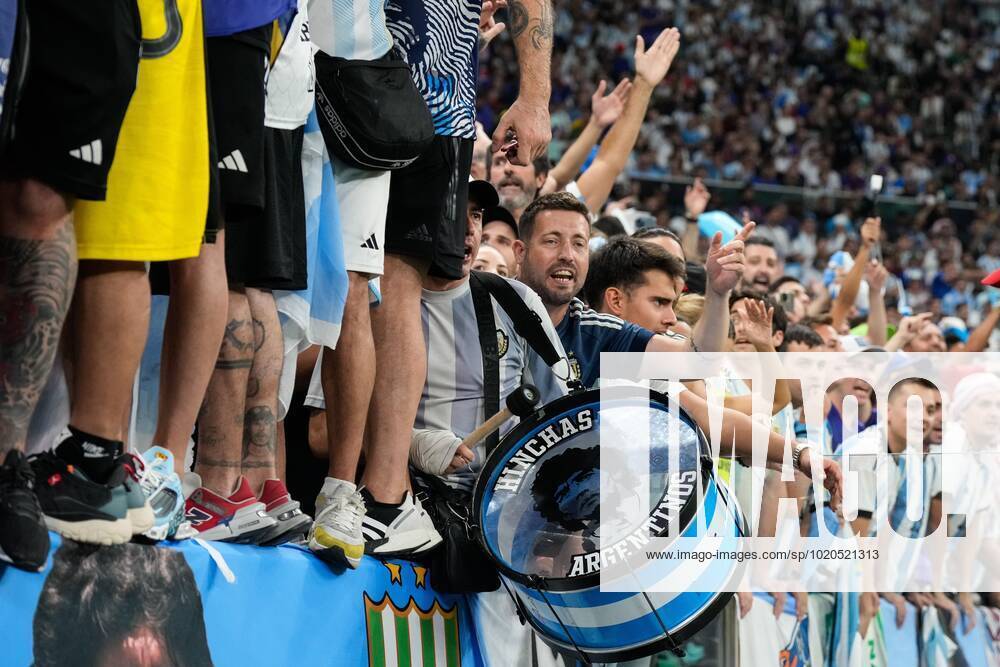 Mandatory Credit: Photo by Dave Shopland Shutterstock (13670813ab) Argentina fans cheering in the stands Argentina v France, FIFA World Cup, WM, Weltmeisterschaft, Fussball 2022, Final, Football, Lusail Stadium, Al Daayen, Qatar - 18 Dec 2022 Editorial Use Only Argentina v France, FIFA World Cup 2022, Final, Football, Lusail Stadium, Al Daayen, Qatar - 18 Dec 2022 Editorial Use Only