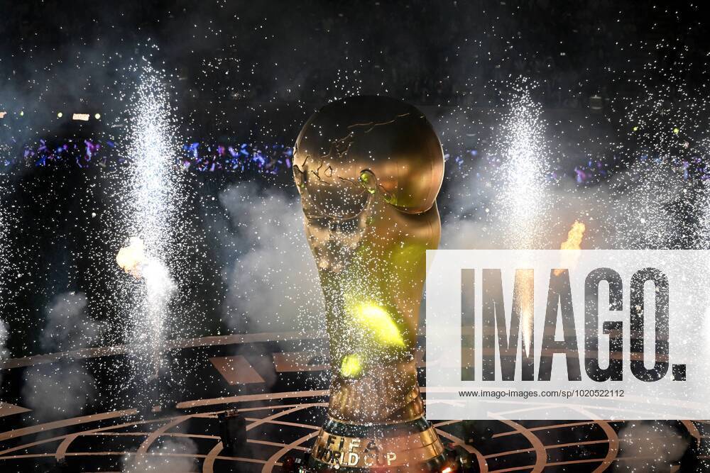 Qatar Soccer World Cup Argentina - France 8342167 18.12.2022 The main trothy and fireworks are seen during the closing ceremony of the 2022 FIFA World Cup, WM, Weltmeisterschaft, Fussball at the Lusail Iconic Stadium, in Lusail, Qatar. Grigory Sysoev Sputnik Lusail Qatar