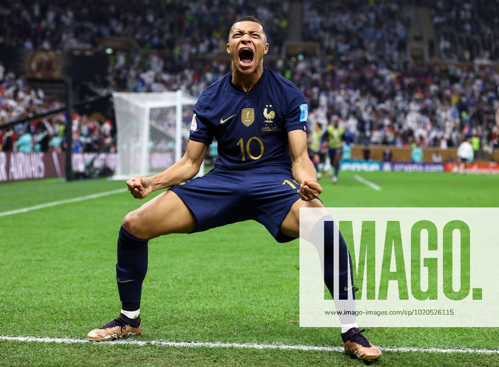 KW50 Mandatory Credit: Photo by Kieran McManus Shutterstock (13670809dv) Kylian Mbappe of France scores and celebrates 2-2 Argentina v France, FIFA World Cup, WM, Weltmeisterschaft, Fussball 2022, Final, Football, Lusail Stadium, Al Daayen, Qatar - 18 Dec 2022 Editorial Use Only Argentina v France, FIFA World Cup 2022, Final, Football, Lusail Stadium, Al Daayen, Qatar - 18 Dec 2022 Editorial Use Only