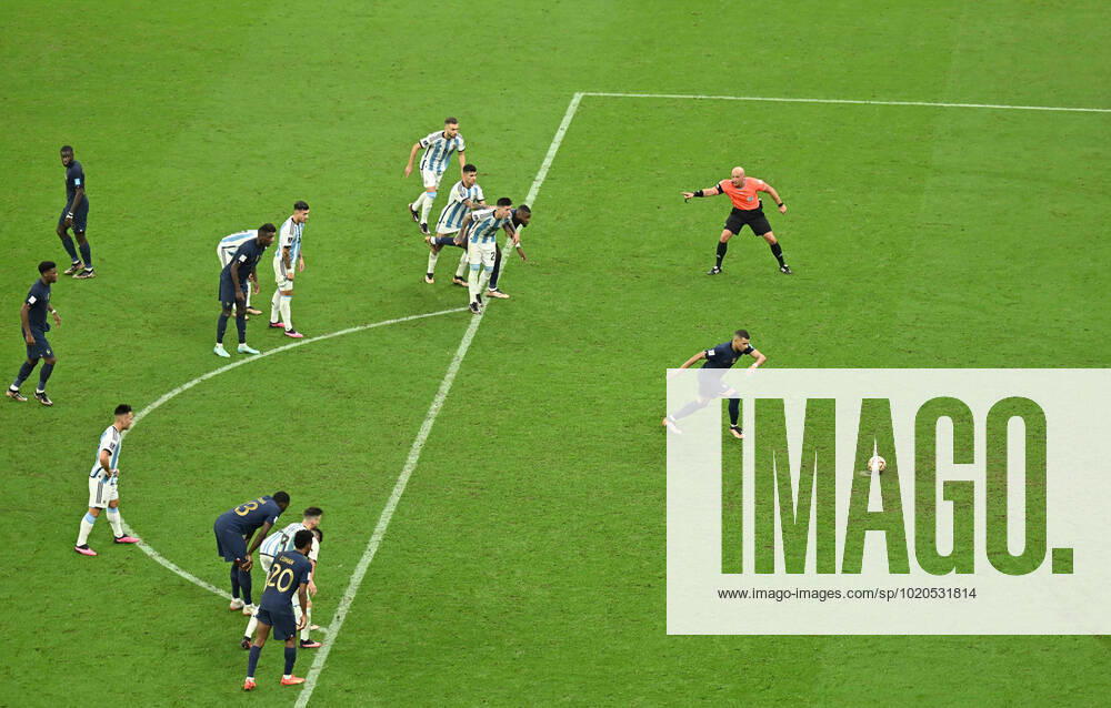 (221218) -- LUSAIER, Dec. 18, 2022 -- Kylian Mbappe (1st R) of France scores with a penalty during the Final between Argentina and France at the 2022 FIFA World Cup, WM, Weltmeisterschaft, Fussball at Lusail Stadium in Lusail, Qatar, Dec. 18, 2022. ) (SP)QATAR-LUSAIL-2022 WORLD CUP-FINAL-ARG VS FRA XiaoxYijiu