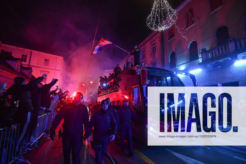 Croatia team victory parade Croatia team victory parade is seen at Ban Jelacic square (following their victory over Morocco in the 2022 FIFA World Cup, WM, Weltmeisterschaft, Fussball bronze medal match the previous day) on December 18, 2022 in Zagreb, Croatia. MarkoxLukunic PIXSELL