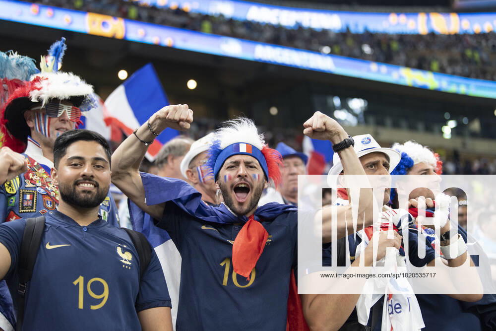 Argentina vs France LUSAIL, AD - 18.12.2022: ARGENTINA VS FRANCE - French fans during the match between Argentina and France valid for the 2022 FIFA World Cup, WM, Weltmeisterschaft, Fussball final held at the Lusail International Stadium, AD, Qatar (Photo: Richard Callis Fotoarena) x2311985x RichardxCallis