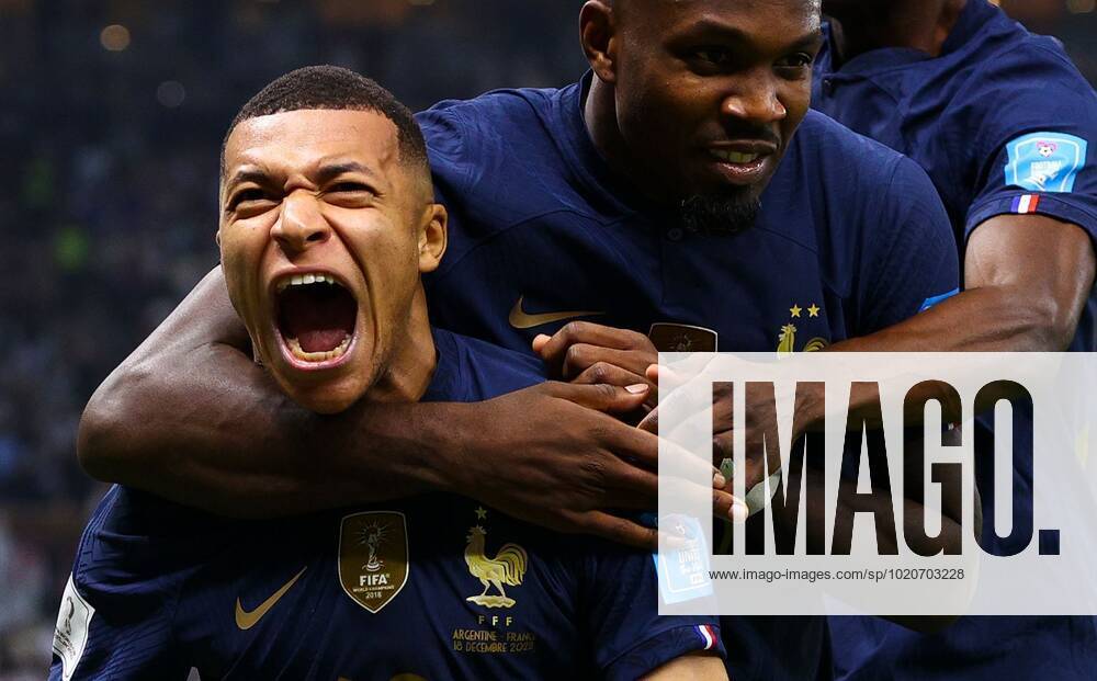 Mandatory Credit: Photo by Kieran McManus Shutterstock (13670809ru) Kylian Mbappe of France celebrates scoring a goal to make the score 2-2 Argentina v France, FIFA World Cup, WM, Weltmeisterschaft, Fussball 2022, Final, Football, Lusail Stadium, Al Daayen, Qatar - 18 Dec 2022 Editorial Use Only Argentina v France, FIFA World Cup 2022, Final, Football, Lusail Stadium, Al Daayen, Qatar - 18 Dec 2022 Editorial Use Only