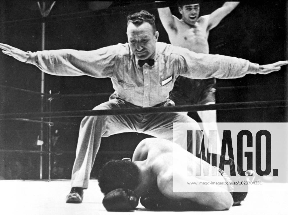 Joe Louis Joe Louis, once the mighty Brown Bomber , shown slumbering on the canvas in the 12th and final round of his bout with Max Schmeling in New York 19th June 1936 United States